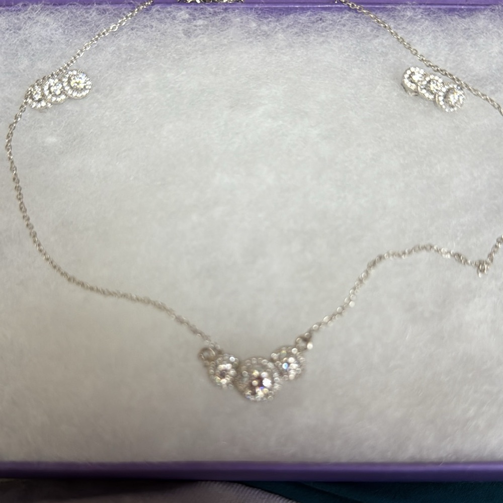 Landau Silver Necklace and Earring Set with Crystal Accents